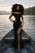 Royal Black Knitted Maxi and Choker