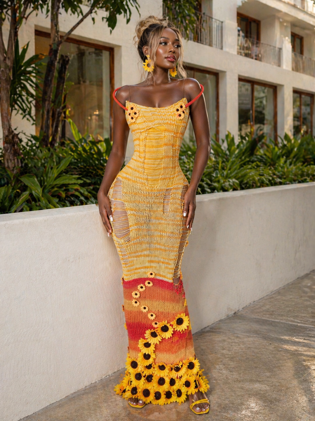"Garden"Knitted Gown