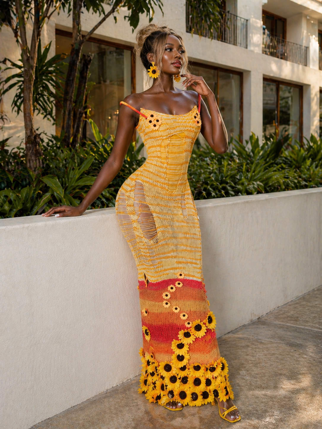 "Garden"Knitted Gown